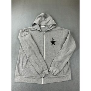Hamilton Hoodie Mens Large Gray Musical Star Graphic Fleece Full Zip Sweatshirt